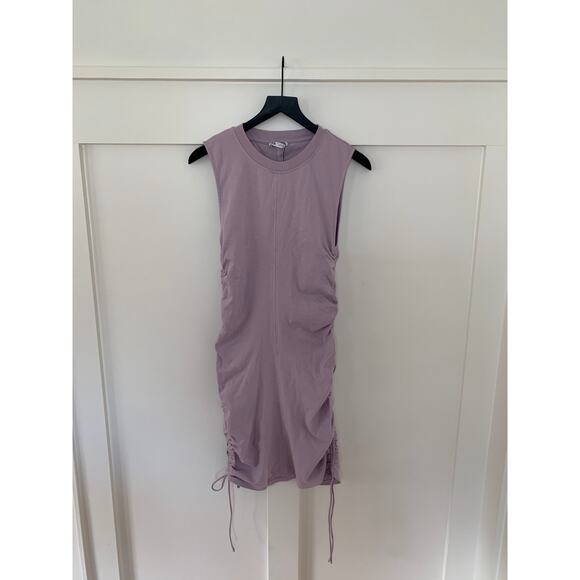 Zara Mini Tank Dress in Lavender Large Bodycon Jersey Knit Ruched Stretch Party - Picture 1 of 3
